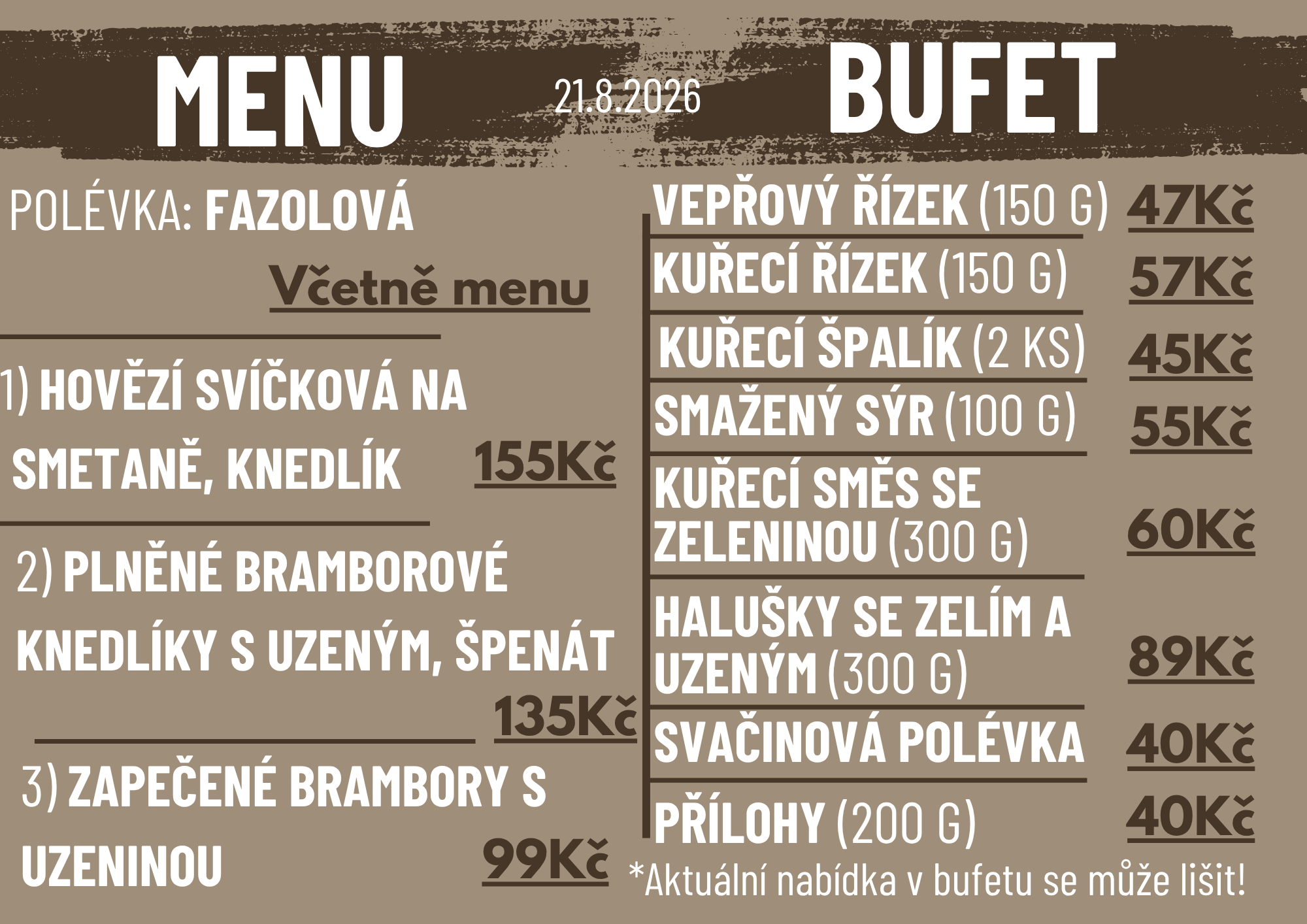 Denní menu Pátek
