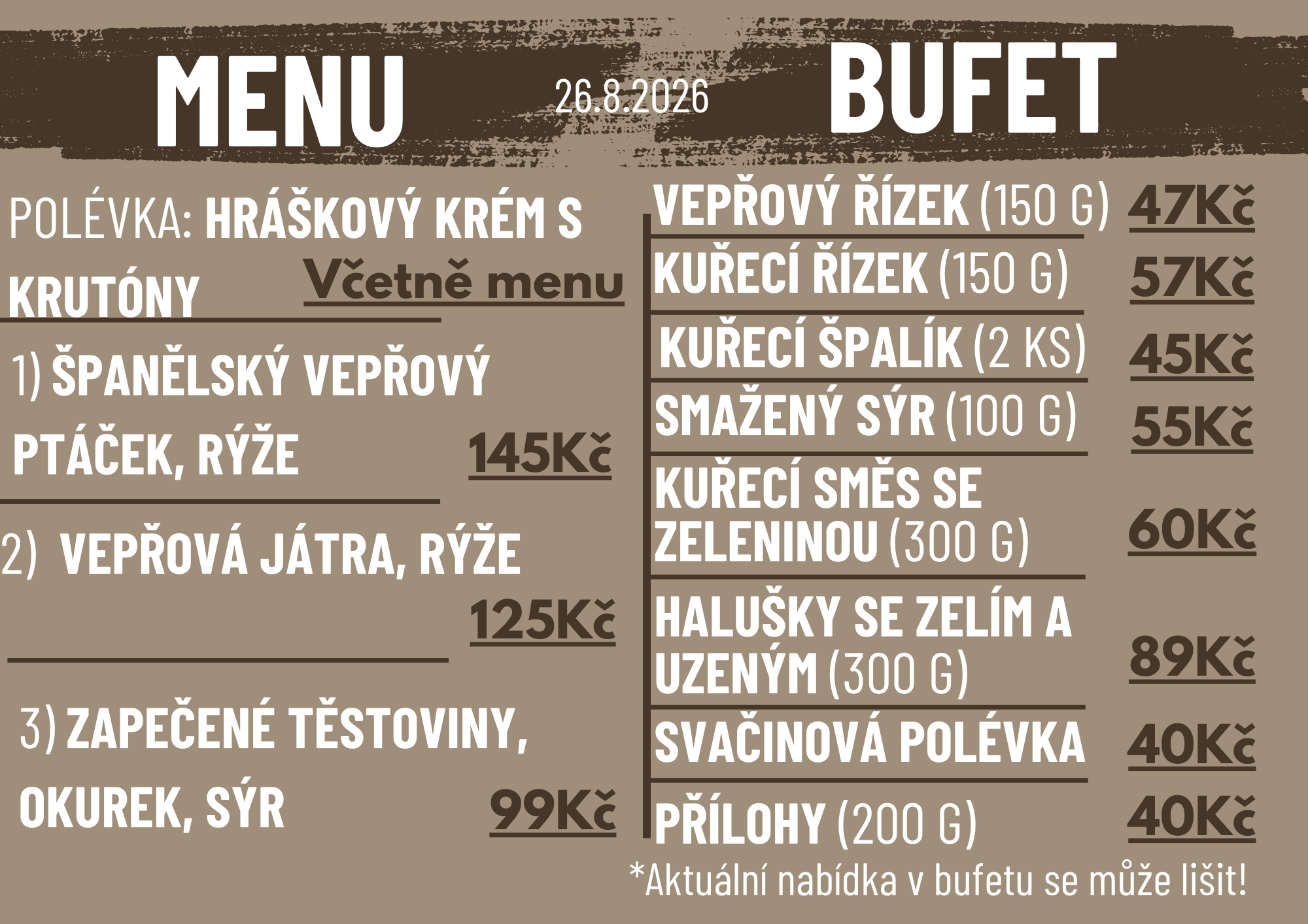 Denní menu Středa