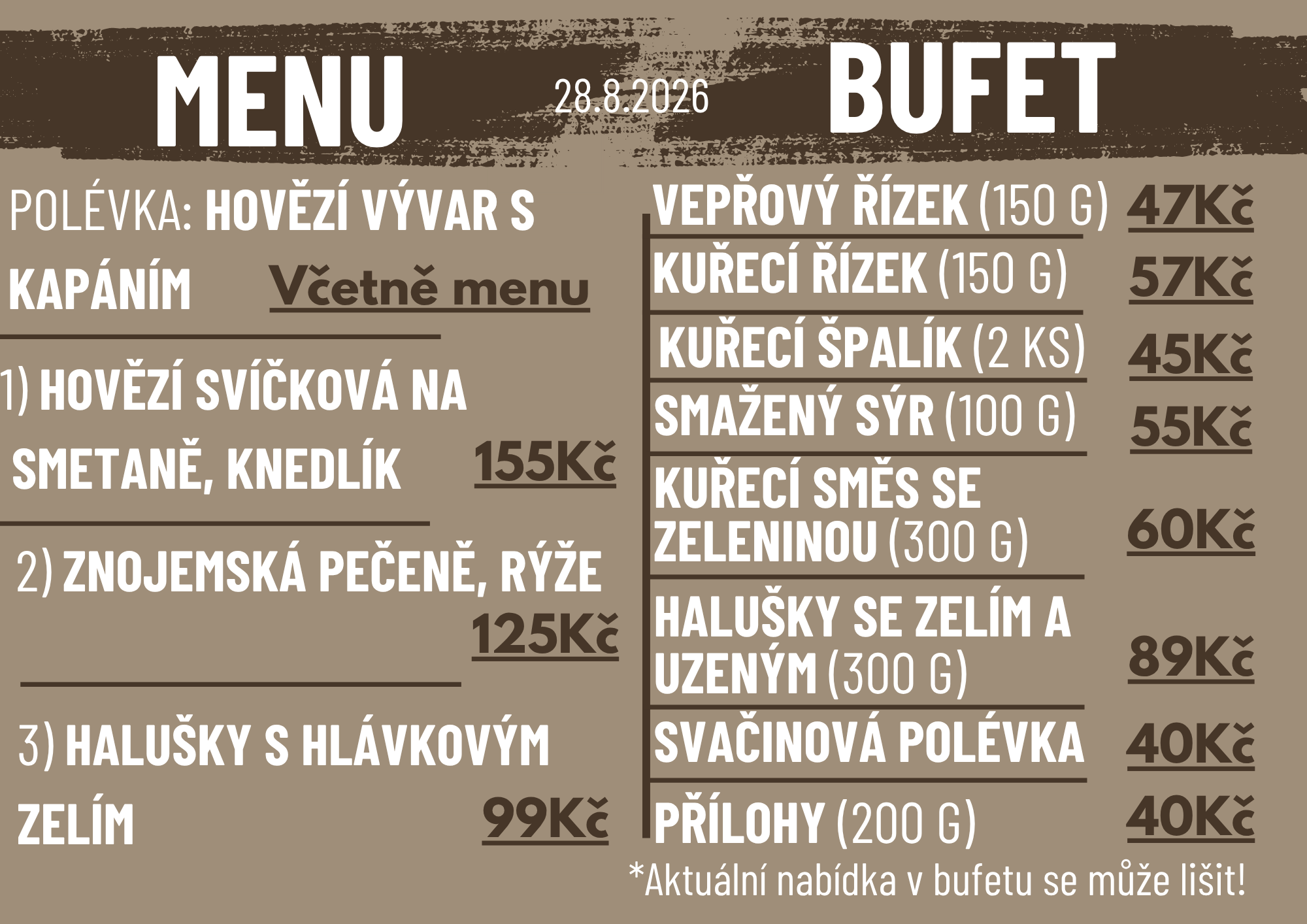 Denní menu Pátek